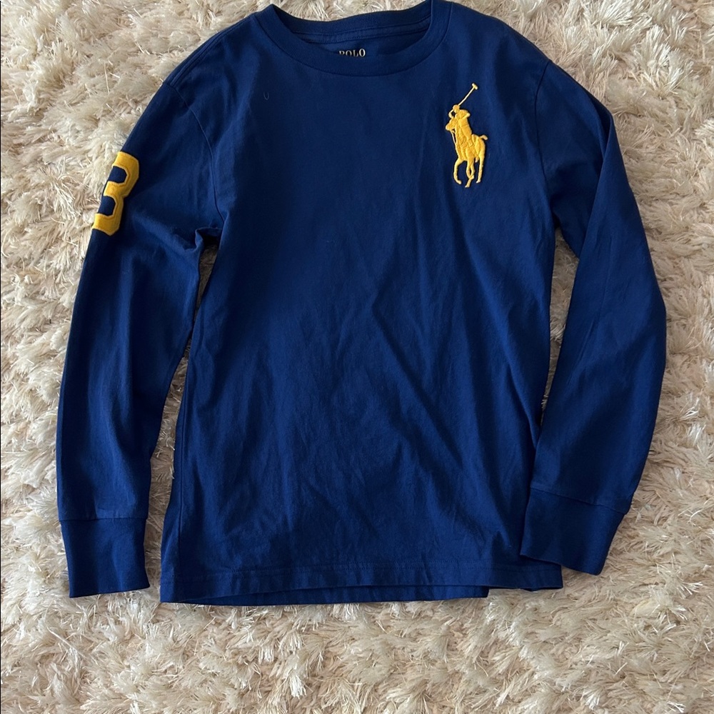 Polo by Ralph Lauren Navy Long-Sleeve Tee with Yellow Logo